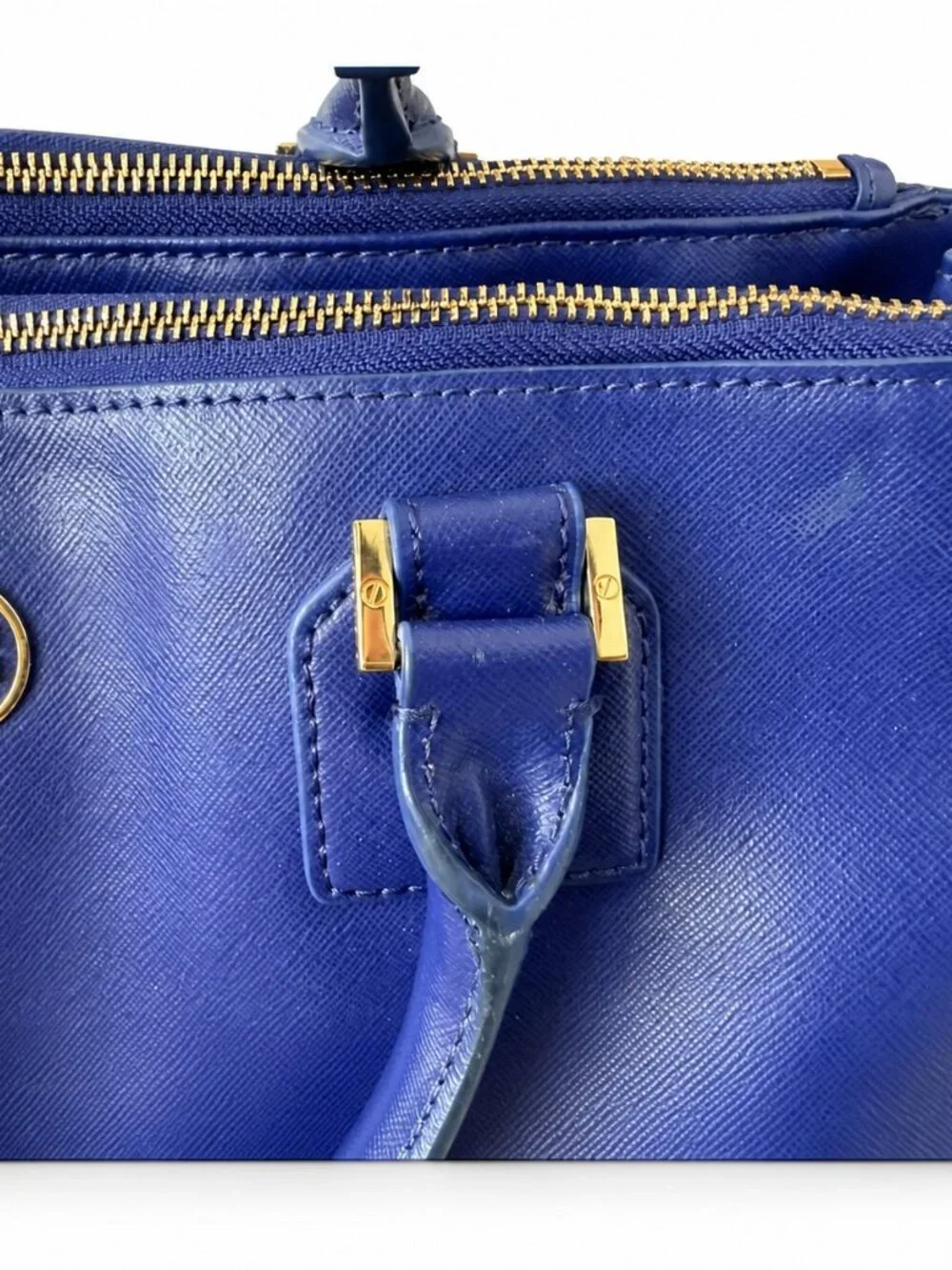 Tory Burch Blue Leather Double Zip Tote Bag